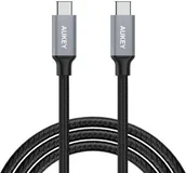 Kable USB - Aukey Kabel nylonowy USB-C do USB-C, PD, 60W, 5 Gbps, 1m, czarny - miniaturka - grafika 1