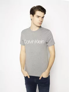 Koszulki męskie - Calvin Klein T-Shirt Logo K10K104063 Szary Regular Fit - grafika 1