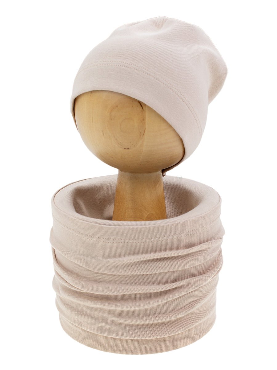 Dziecięcy komplet czapka + komin beżowy Nicol r.128/134