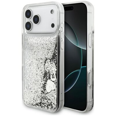 Etui GUESS Liquid Glitter 4G Charms do Apple iPhone 17 Pro/18 Pro Srebrny