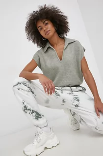 Spodnie damskie - Vero Moda Spodnie bawełniane damskie kolor biały wzorzyste - grafika 1