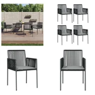 Fotele i krzesła ogrodowe - vidaXL Krzesła ogrodowe z poduszką 4 szt. czarne 54x60,5x83,5 cm - krzesło ogrodowe - krzesła ogrodowe - krzesło tarasowe - krzesło zewnętrzne - miniaturka - grafika 1