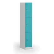 Szafki biurowe - Szafka ubraniowa ze schowkami, 3 schowki, 1850 x 300 x 500 mm, zamek obrotowy, drzwi zielone - miniaturka - grafika 1