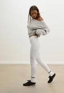 Legginsy - Stradivarius Legginsy z wycięciami do kostki Biały XL - miniaturka - grafika 1