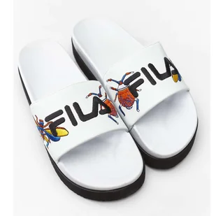 Fila Morro Bay Zeppa Wmn 90A Calabrone białe czarne - Klapki i japonki damskie - miniaturka - grafika 1