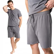 Piżamy damskie - KLASYCZNA WYGODNA PIŻAMA MĘSKA BAWEŁNIANA KRÓTKI RĘKAW I SPODENKI MORAJ M GRAPHITE - miniaturka - grafika 1