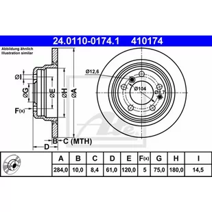 ATE TARCZA HAM 24.0110-0174.1 BMW E28 518I 83-87, 520I 81-87, 524TD 83-87, 525I 81-87  24.0110-0174.1 - Tarcze hamulcowe - miniaturka - grafika 1