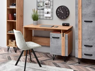 Industrialne Biurko Z Szafką Na Metalowych Nogach Soho Sh09 Dąb Beton - Biurka - miniaturka - grafika 1
