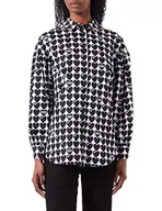 Koszule damskie - Love Moschino Koszula damska z buffy z długim rękawem, biało-czarna, rozmiar 48, biały/czarny, 48 - miniaturka - grafika 1