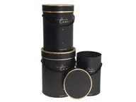 Opakowania i torebki na prezenty - Pudełko Flower Box 3szt czarny Rozette - miniaturka - grafika 1