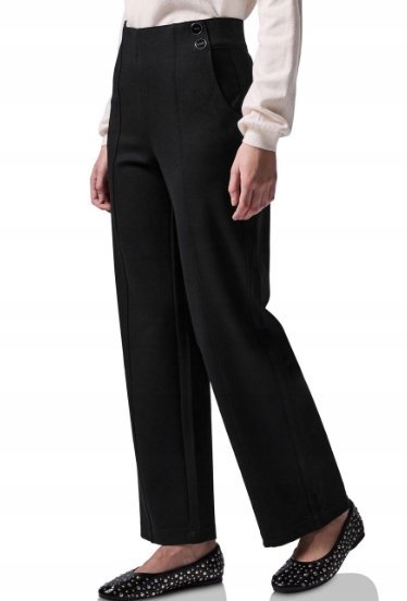 STREET ONE CZARNE ELEGANCKIE SPODNIE PROSTE WYSOKI STAN 42/30 JPA