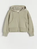 Bluzki dla dziewczynek - Reserved - Bluza z przeszyciami - oliwkowy - miniaturka - grafika 1