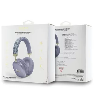 Guess słuchawki nauszne Bluetooth GUBHK1GCTCSU fioletowy/purple Gcube Metallic Script Logo - Słuchawki - miniaturka - grafika 4