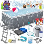 Baseny ogrodowe - Basen Stelażowy Ogrodowy Prostokątny 412x201x122cm BESTWAY Zestaw 18w1 - miniaturka - grafika 1
