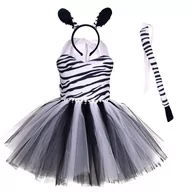 Stroje karnawałowe - Strój Przebranie Zebra Sukienka Tutu 122/134 - miniaturka - grafika 1