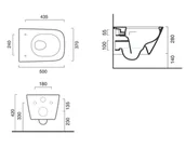 Miski WC - Catalano Green Zestaw Toaleta WC podwieszana 50x37 cm Newflush bez kołnierza z deską wolnoopadającą i mocowaniami biała 1VS50RGR00+5GR55STP00+5KFST00 - miniaturka - grafika 1