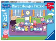 Puzzle - Ravensburger Puzzle dla dzieci Peppa w szkole 2 x 24 szt 09099 - miniaturka - grafika 1