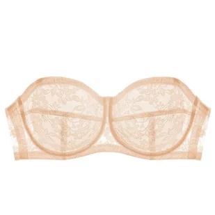 Biustonosz samonośny z prześwitującego materiału - Beżowy - Biustonosze - miniaturka - grafika 1