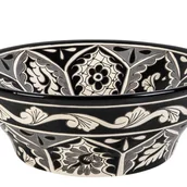 Umywalki - Meksykańska ceramiczna umywalka nablatowa z reliefem Atalaya Prima – okrągła umywalka łazienkowa 42,5 x 15 cm Umywalka z motywami Talavera - miniaturka - grafika 1