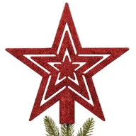 Ozdoby bożonarodzeniowe - Czerwona gwiazda na choinkę, błyszczący czubek 20 cm Uniwersalny - miniaturka - grafika 1
