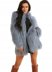 GUESS PŁASZCZ DAMSKI Z FUTERKIEM NIEBIESKI Z DŁUGIM RĘKAWEM M GXB - Płaszcze damskie - miniaturka - grafika 1