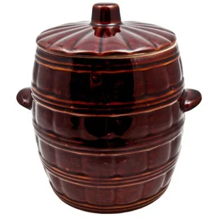 Beczka średnia 5 l z pokrywką brąz/krem - Beczki - miniaturka - grafika 1