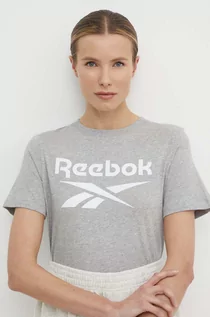 Koszulki sportowe damskie - Reebok t-shirt bawełniany Identity damski kolor szary 100034852 - grafika 1