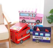 Pojemniki na zabawki - Pojemnik na zabawki z pufą — wóz Strażacki - miniaturka - grafika 1