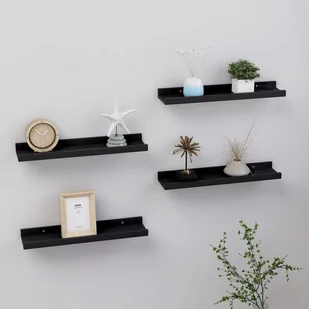 vidaXL Półki ścienne, 4 szt., czarne, 40x9x3 cm vidaXL - Półki do salonu - miniaturka - grafika 1