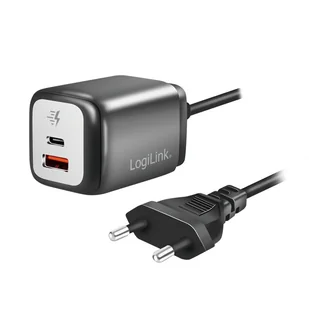 Adapter GaN 30W LogiLink, 1x USB-C, 1x USB-A, z kablem stałym, szybkie ładowanie - Ładowarki do telefonów - miniaturka - grafika 1