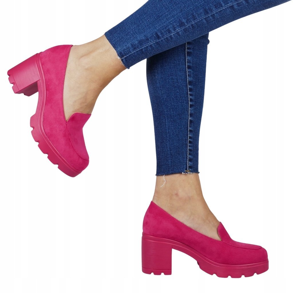 MOKASYNY RÓŻ FUKSJA DAMSKIE PÓŁBUTY SŁUPEK WYGODNE WKŁADKA ZE SKÓRY MODNE