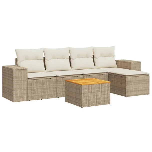 Zestaw mebli ogrodowych modułowych beżowy rattan PE 55 x 62 x 69 cm