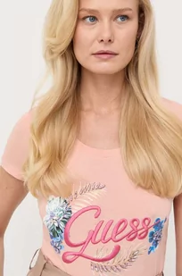 Guess t-shirt damski kolor pomarańczowy - Koszulki sportowe damskie - miniaturka - grafika 1