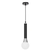 Lampy sufitowe - FOLINO W1 nowoczesna lampa wisząca czarna dodatki chrom klosz kula biała G9 - miniaturka - grafika 1