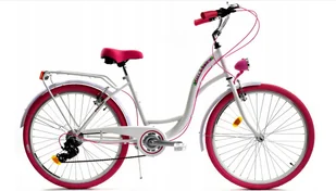 Rower Dallas City 26" 7spd - biały z różem - Rowery - miniaturka - grafika 1