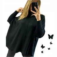 Swetry damskie - SWETER GOLF PONCZO WISKOZA luźna tunika jak jedwab otulający 58 60 9xl - miniaturka - grafika 1
