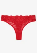 Majtki damskie - Czerwone Koronkowe Majtki Stringi z Bawełny Venalora - miniaturka - grafika 1