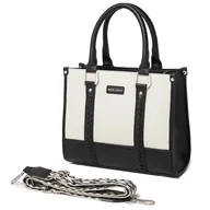 Torebki damskie - Miss Lulu Torebki damskie, z plecionym szerokim paskiem na ramię, górny uchwyt, możliwość paska na ramię, zapięcie na łapę, do pracy i podróży, czarne - miniaturka - grafika 1