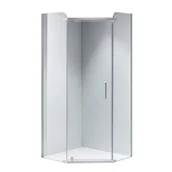 Kabiny prysznicowe - Biała kabina prysznicowa pięciokątna 90x90 drzwi uchylne KZ91B - miniaturka - grafika 1