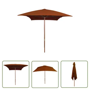 The Living Store Parasol ogrodowy na drewnianym słupku - terakota - 200x300 cm - Parasol Ogrodowy - Parasole ogrodowe - miniaturka - grafika 1