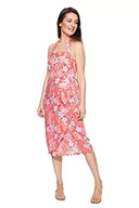 Sukienki - Queen Kerosin Damska letnia sukienka z tropikalnym wzorem wycięcie w kształcie litery V bez rękawów letnia sukienka normalna wzór, czerwony, XS - miniaturka - grafika 1