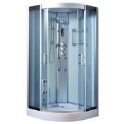 Kabiny z hydromasażem - Kabina prysznicowa z sauną parową i hydromasażem półokrągła zabudowana biała 90x90 MO-0513BS - miniaturka - grafika 1