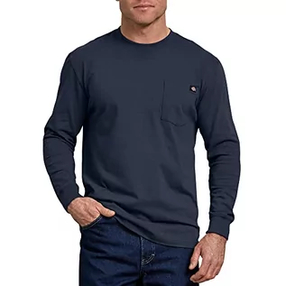 Koszulki męskie - Dickies - Koszulka męska, przednia kieszeń z długimi rękawami, 100% bawełna, Ciemnogranatowy, XL - grafika 1