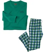 Piżamy męskie - Zielona, bawełniana piżama w kratę Mężczyzna Atlas For Men - Kolor : Zielony - Rozmiar : 4XL - miniaturka - grafika 1