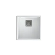 Zlewozmywaki - QUADRON Zlew DAVID 40 GraniteQ biały 42x42x22,5 cm 1-komorowy b/o komora podwieszana kwadratowy odpływ + syfon manualny stal szczotkowana save space + - miniaturka - grafika 1