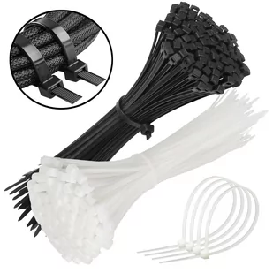 Poliamidowe opaski zaciskowe, trytytki czarne+białe 370x4,8mm 1200 szt - Pozostałe akcesoria sieciowe - miniaturka - grafika 1