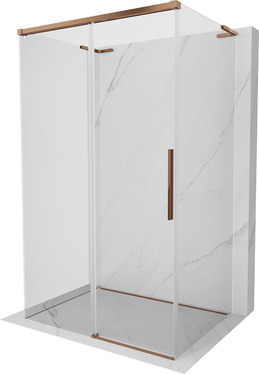 Mexen Rox-3S L kabina prysznicowa 3-ścienna rozsuwana 135 x 120 cm, transparent, różowe złoto - 8C2L-135-120-60-00-3S