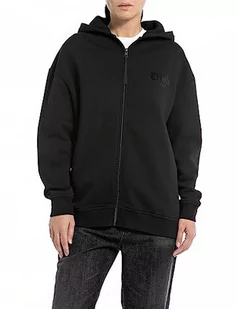 Replay Damska bluza oversize z kapturem, 098 BLACK, L - Bluzy damskie - miniaturka - grafika 1