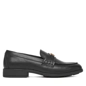 Półbuty damskie - Loafersy Tommy Hilfiger Th Logo Leather Loafer FW0FW08705 Czarny - miniaturka - grafika 1