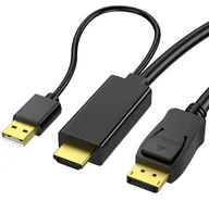 Kable - Przewód kabel konwerter z HDMI na DISPLAYPORT DP 4K 60Hz 1,8m Reagle - miniaturka - grafika 1
